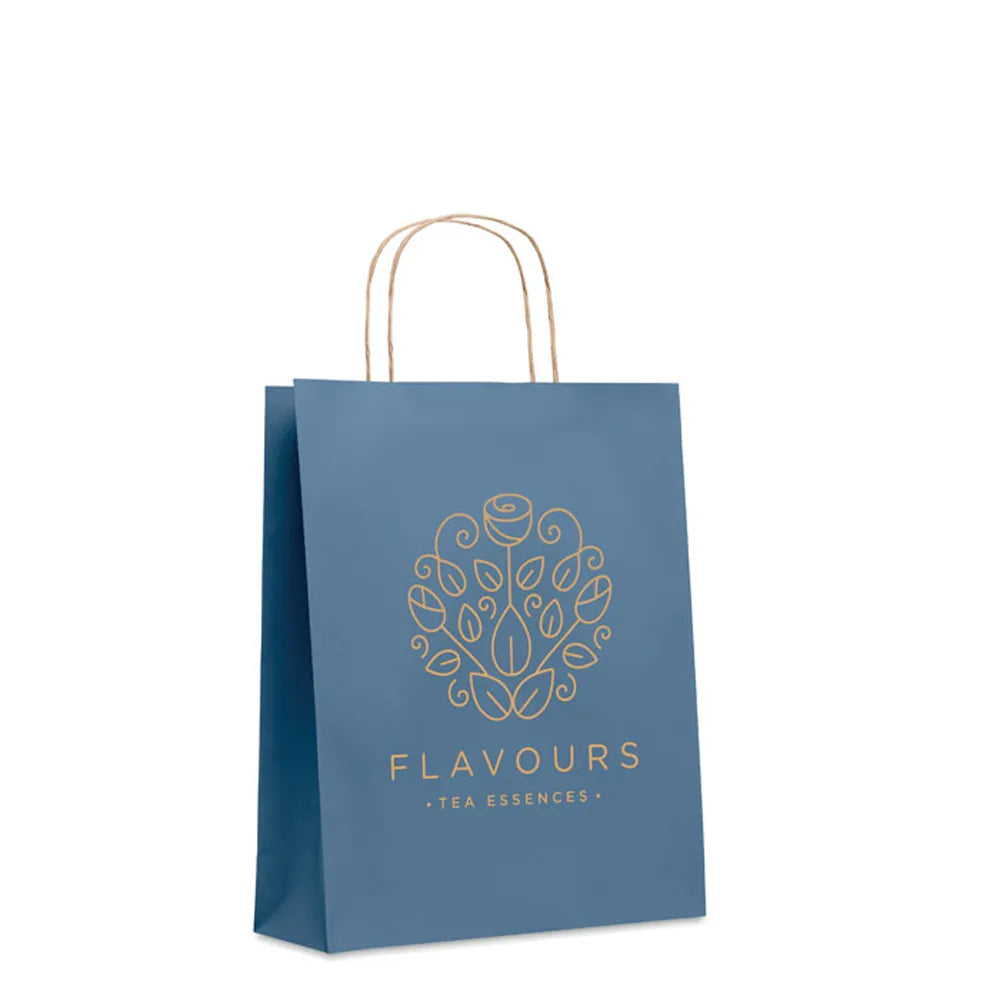 Medium papieren geschenktas 90 g/m² met bedrukking, Blauw - 196173