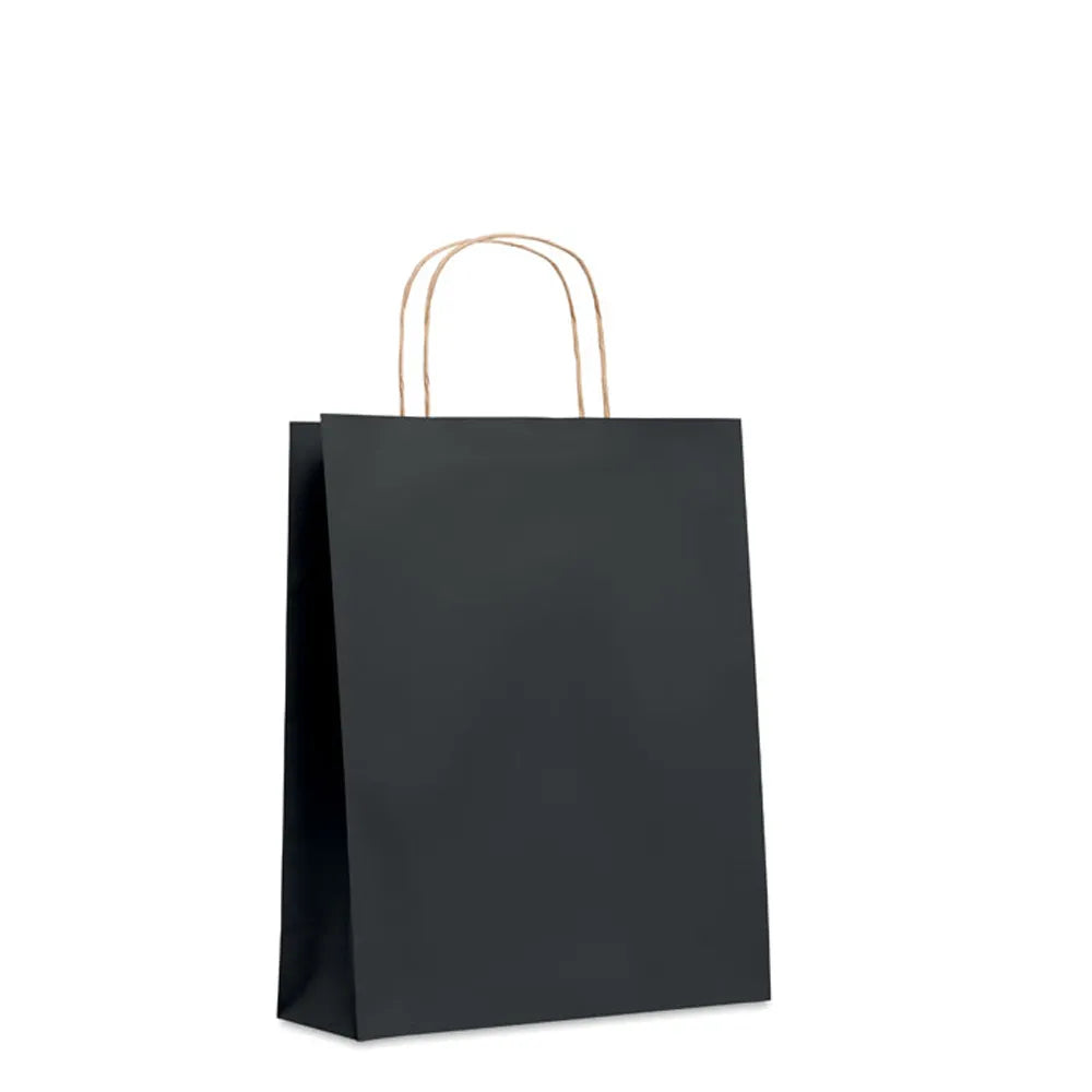 Medium papieren geschenktas 90 g/m² schuin van voren, Zwart - 196173