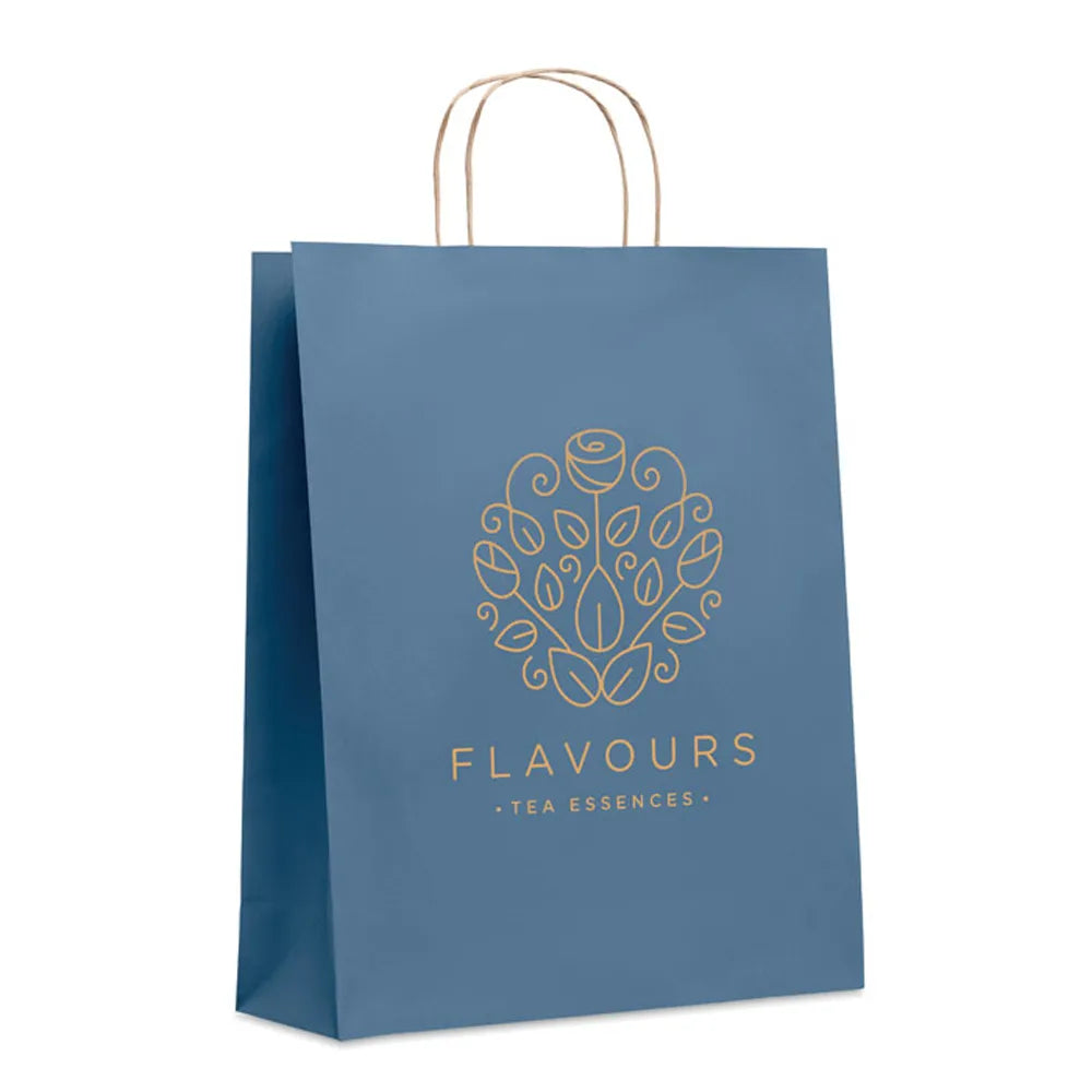 Grote papieren geschenktas 90 gr/m² met bedrukking, Blauw - 196174