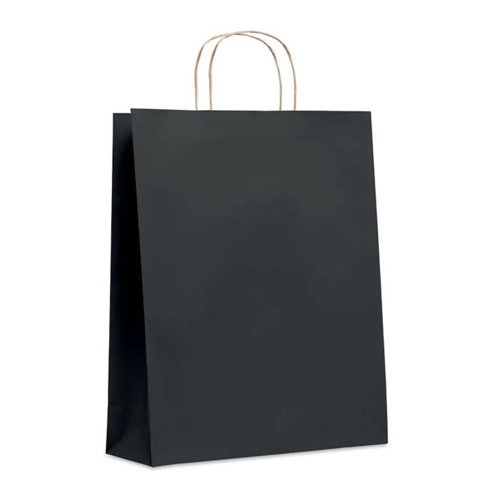 Grote papieren geschenktas 90 gr/m² schuin van voren, Zwart - 196174