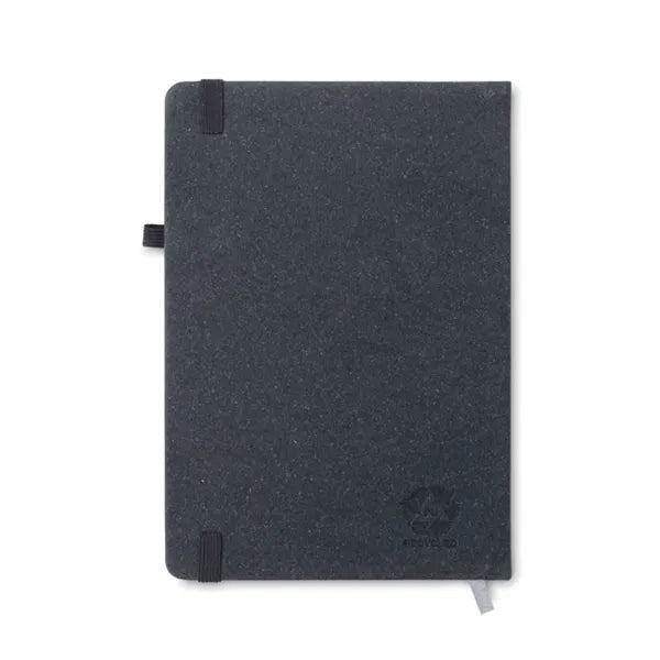 A5 notitieboekje met gerecyclede PU kaft 80 gelinieerde pagina's, Zwart - 196220
