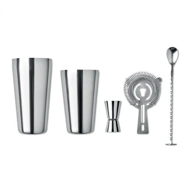 rvs cocktailset shaker boston zilver met lepel 196224