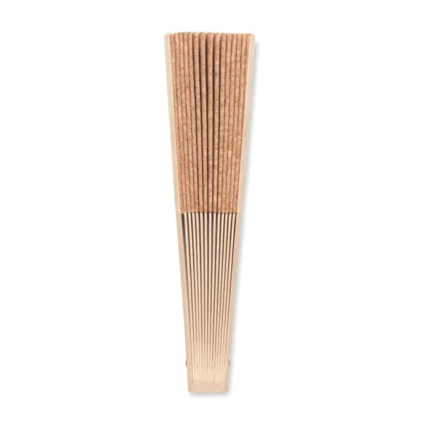 Houten waaier met kurken afwerking, Beige - 196232