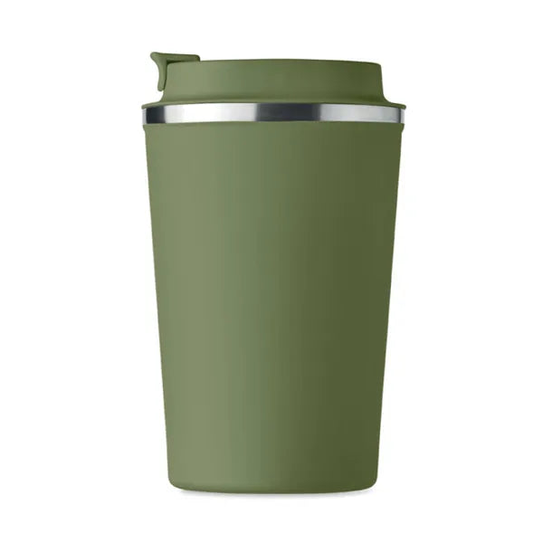 Dubbelwandige RVS tumbler 350 ml met PP deksel, Groen - 196276