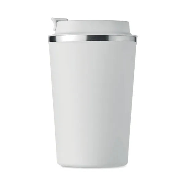 Dubbelwandige RVS tumbler 350 ml met PP deksel, Wit - 196276