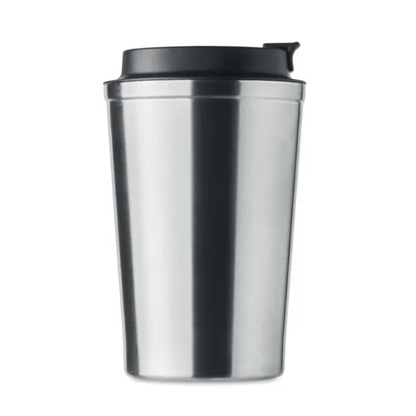 Dubbelwandige RVS tumbler 350 ml met PP deksel, Zilver - 196276