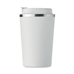 Dubbelwandige RVS Tumbler 350 ml met PP Deksel - Wit