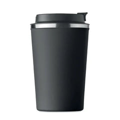 Dubbelwandige RVS Tumbler 350 ml met PP Deksel - Zwart