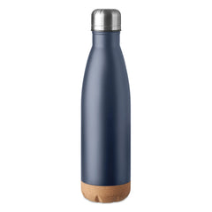 RVS Vacuümfles 500 ml Bedrukken – Dubbelwandig met Kurken Detail - Marineblauw