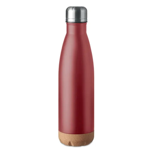 RVS vacuümfles 500 ml dubbelwandig met kurken detail, Rood - 196313