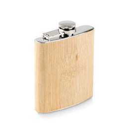 Heupfles 175 ml met bamboe afwerking, Bruin - 196356