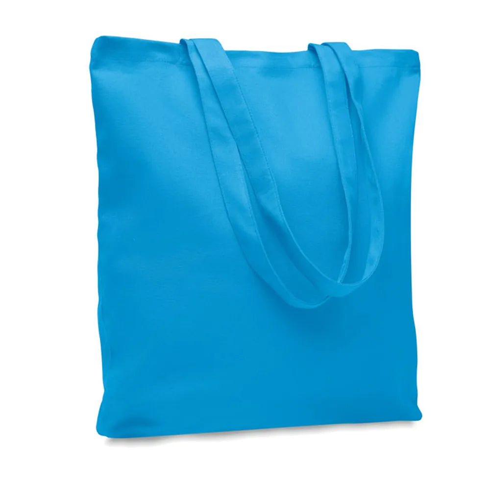 Canvas boodschappentas met lange hengsels, Turquoise - 196442