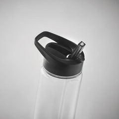 RPET Drinkfles met Flip-Top Rietje - Zwart