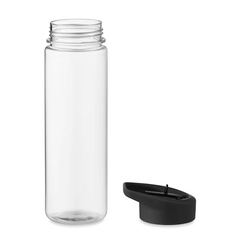 Essentix rPET drinkfles met flip-top rietje 650 ml met losse dop, Zwart - 196467