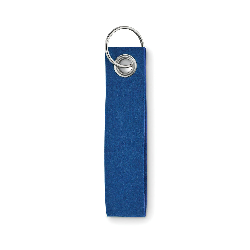 Rechthoekige rPET vilten sleutelhanger zijkant, Blauw - 196508