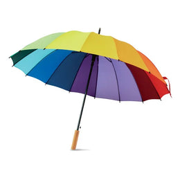 Regenboog paraplu 27 inch, 16 panelen, automatisch onderzijde, Meerkleurig - 196540