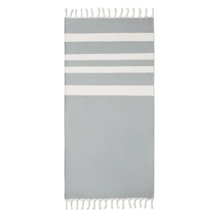 Hammam of strandlaken van gerecycleerde stoffen 75x150 cm, Steengrijs - 196554