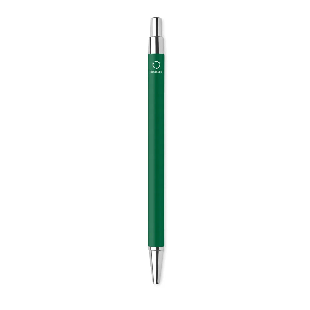 Gerecyclede aluminium balpen met drukknop met recyclingmarkering, Groen - 196560
