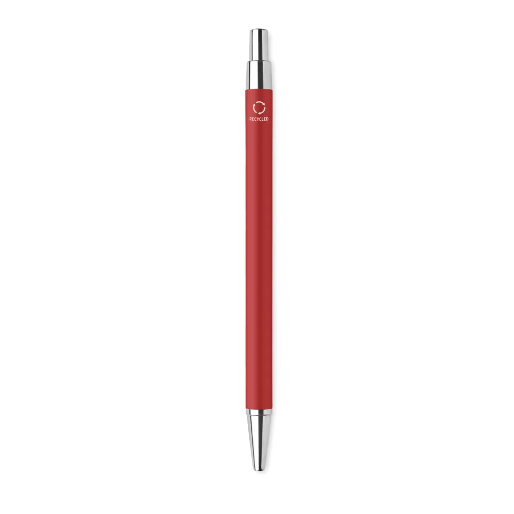 Gerecyclede aluminium balpen met drukknop met recyclingmarkering, Rood - 196560