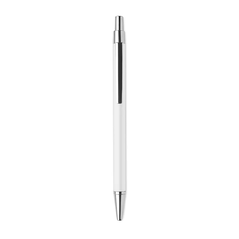 Gerecyclede aluminium balpen met drukknop, Wit - 196560