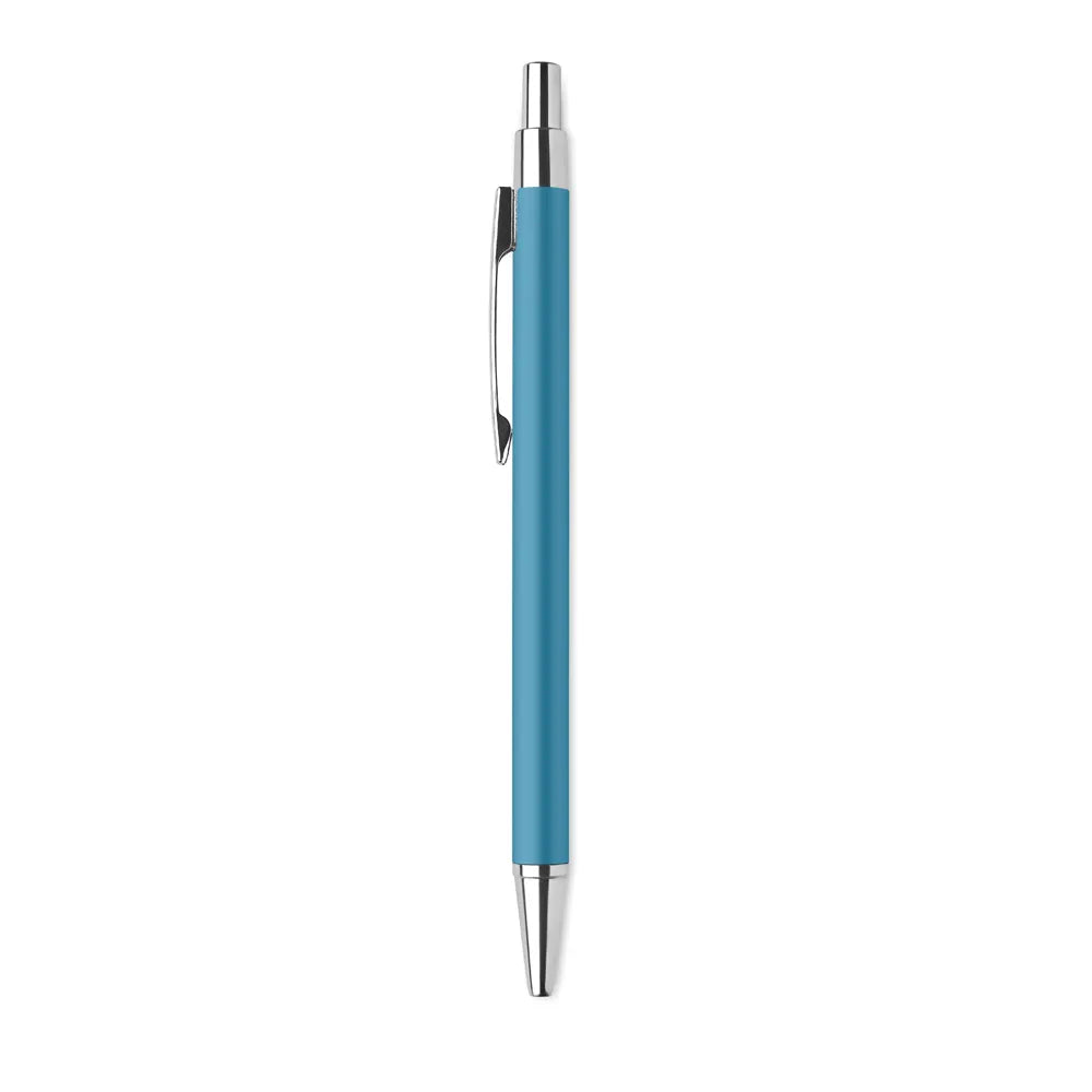 Gerecyclede aluminium balpen met drukknop zijaanzicht, Turquoise - 196560