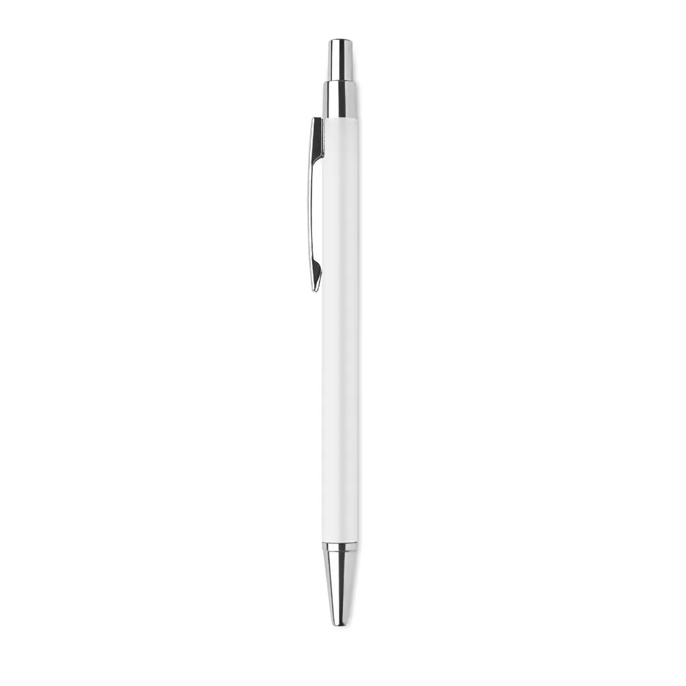 Gerecyclede aluminium balpen met drukknop zijaanzicht, Wit - 196560