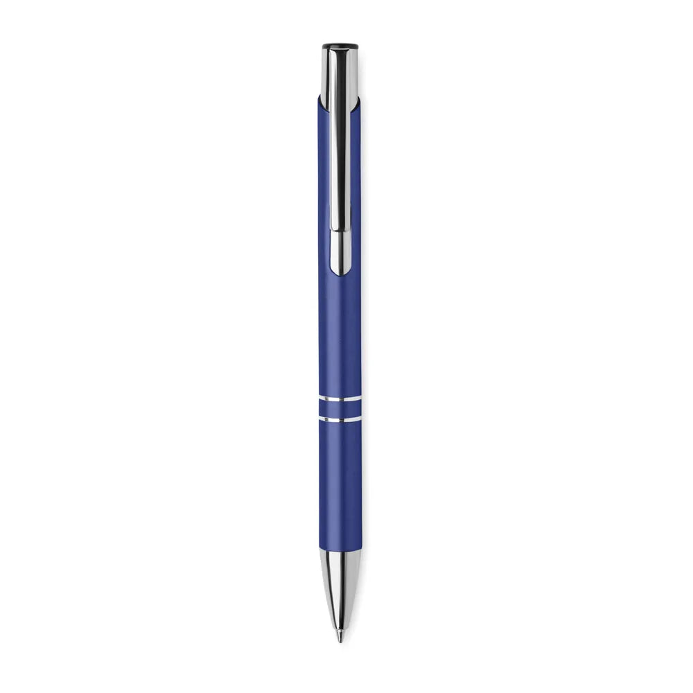 Gerecyclede aluminium balpen met drukknop, Blauw - 196561