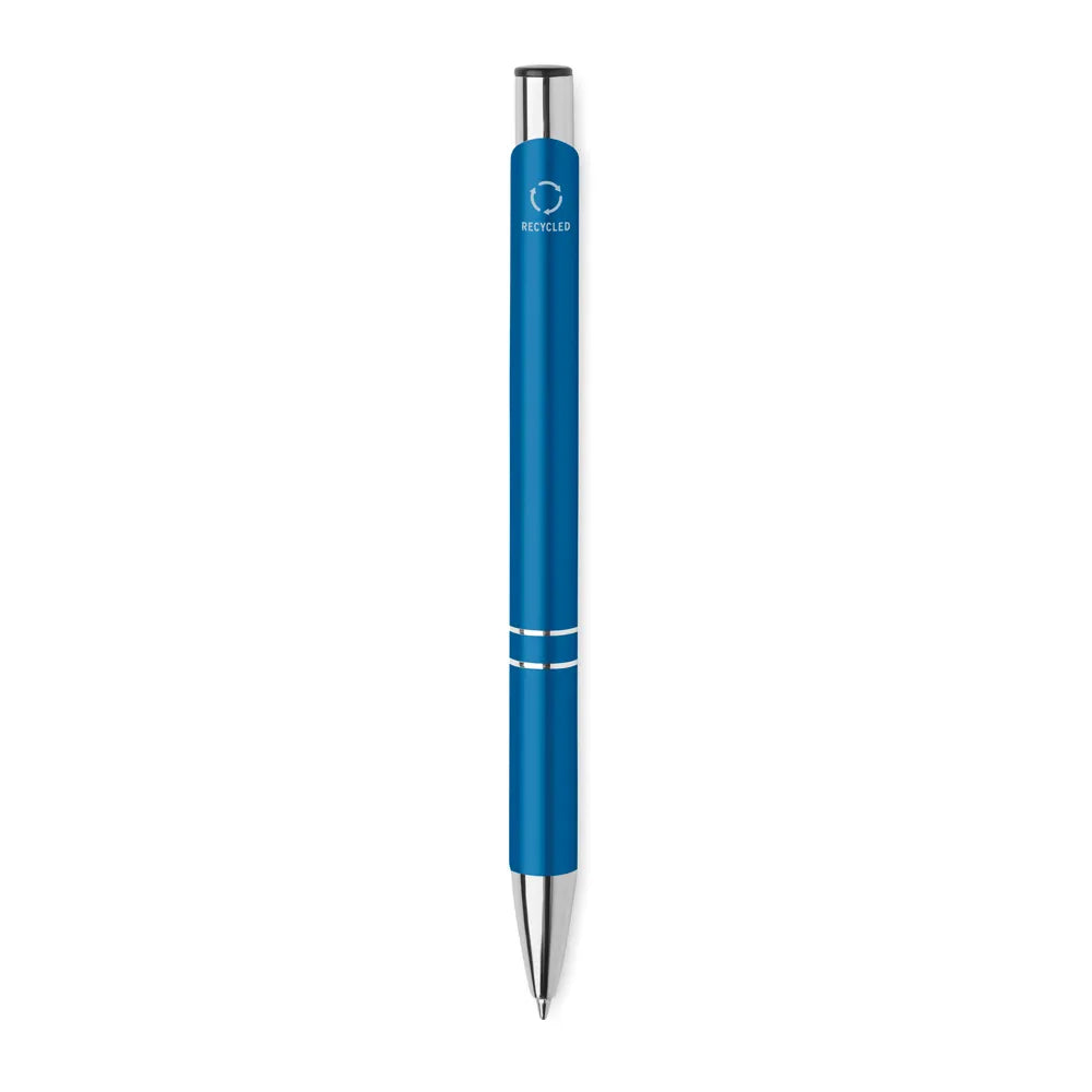 Gerecyclede aluminium balpen met drukknop met recyclingmarkering, Turquoise - 196561