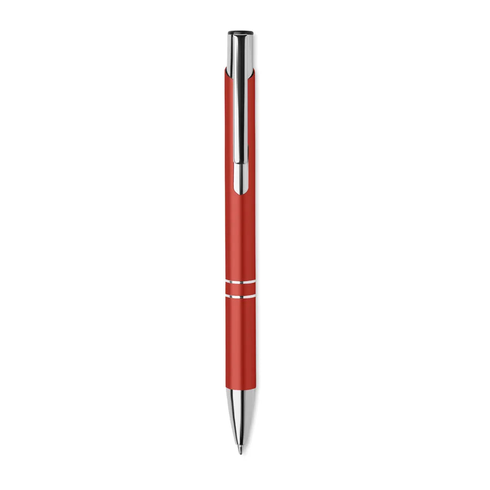 Gerecyclede aluminium balpen met drukknop, Rood - 196561