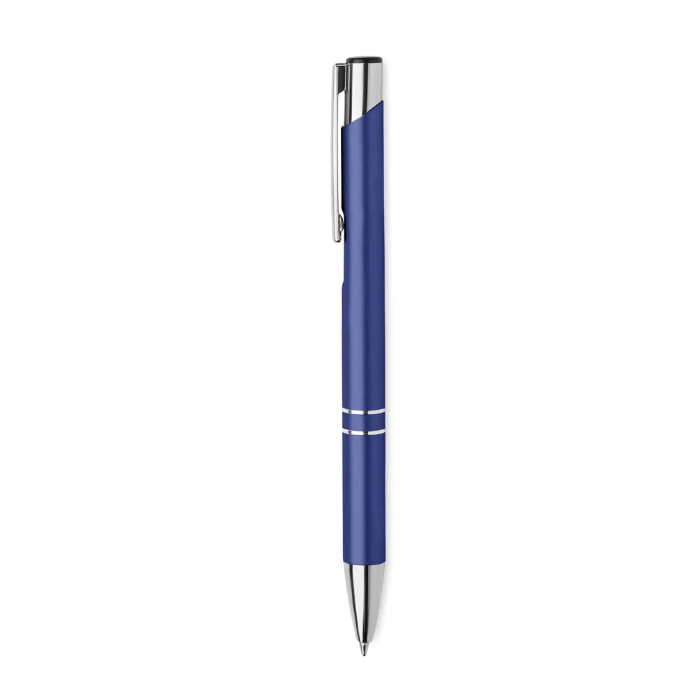 Gerecyclede aluminium balpen met drukknop zijaanzicht, Blauw - 196561