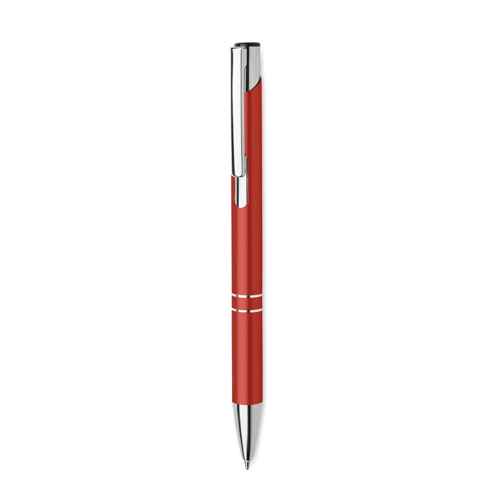 Gerecyclede aluminium balpen met drukknop zijaanzicht, Rood - 196561
