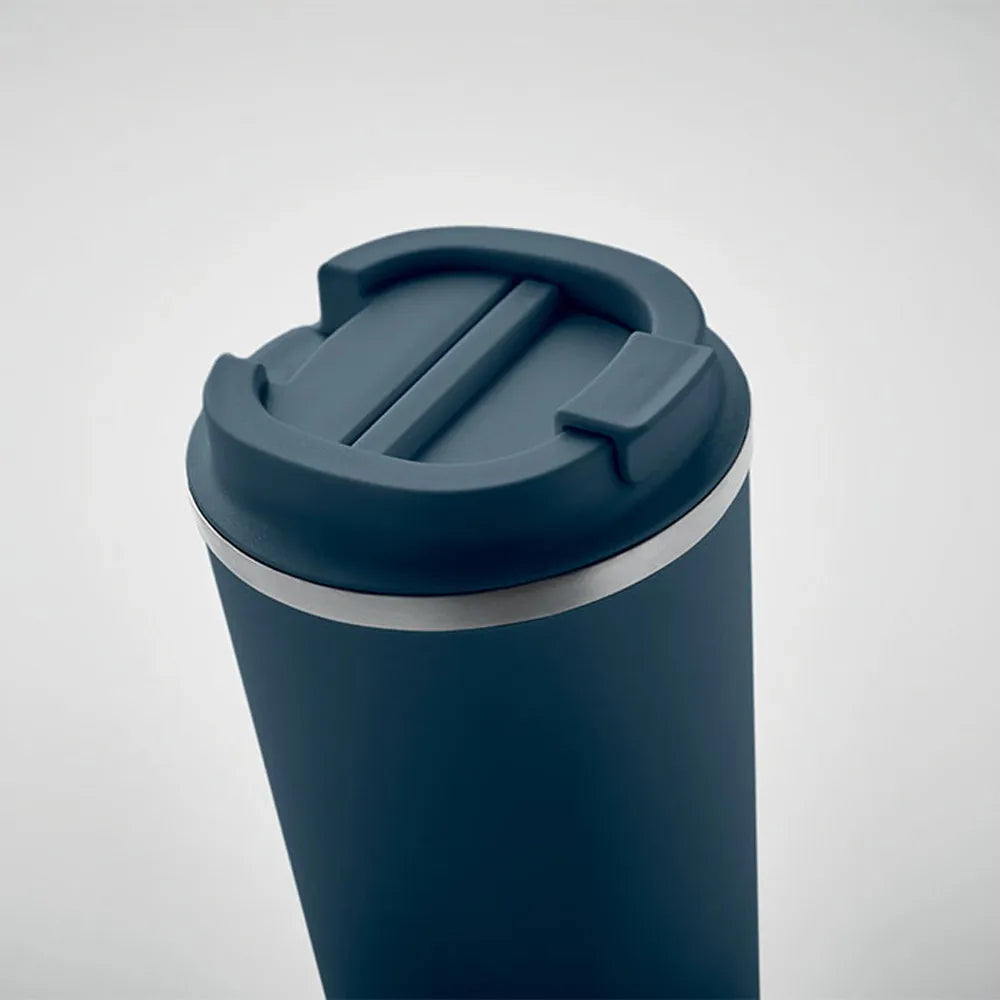 Dubbelwandige roestvrijstalen beker 510 ml met lekvrije PP deksel, Blauw - 196579