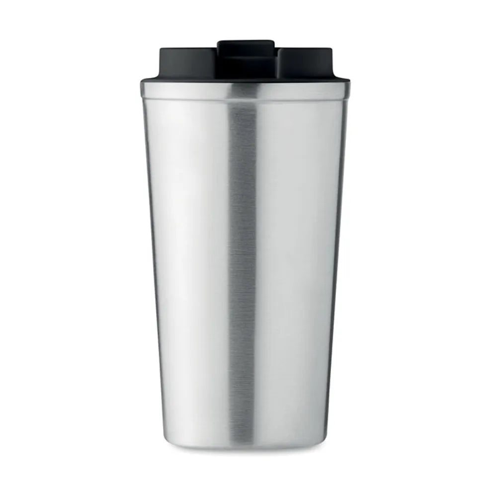 Dubbelwandige roestvrijstalen beker 510 ml met lekvrije PP deksel sfeerbeeld, Zilver - 196579