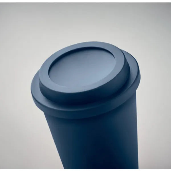 Dubbelwandige PP-beker 300 ml met deksel detail, Blauw - 196583