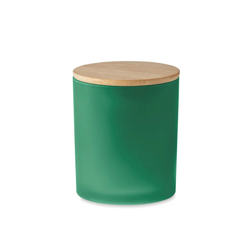 Geurkaars met bamboe deksel 120 g plantaardige waskaars, Groen - 196612