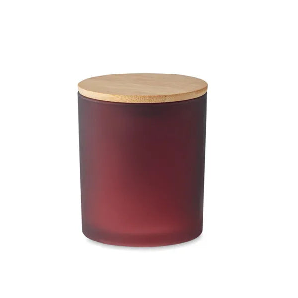 Geurkaars met bamboe deksel 120 g plantaardige waskaars, Rood - 196612