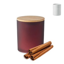Geurkaars met bamboe deksel 120 g plantaardige waskaars, Rood - 196612