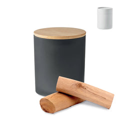 Geurkaars met Bamboe Deksel – 120g Plantaardige Waskaars Bedrukken - Zwart