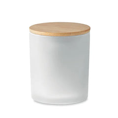 Keops Geurkaars in Matglas – 200g Plantaardige Was met Bamboe Deksel - Wit