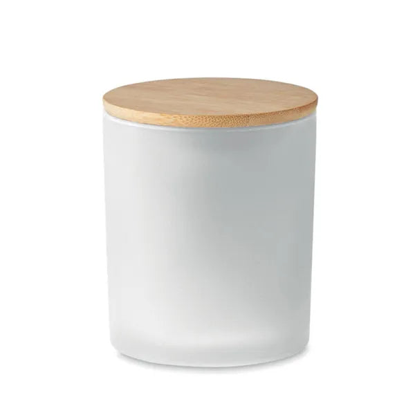 Keops geurkaars in matglas 200 g plantaardige was met bamboe deksel, Wit - 196613