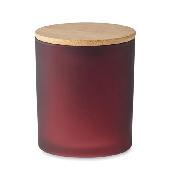 Geurkaars large 280 g in matglas met bamboe deksel, Rood - 196621
