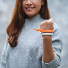 Polyester polsbandjes met bamboe ring - Oranje