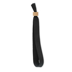 Polyester polsbandjes met bamboe ring - Zwart