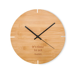 Bamboe wandklok met bedrukking, Beige - 196792