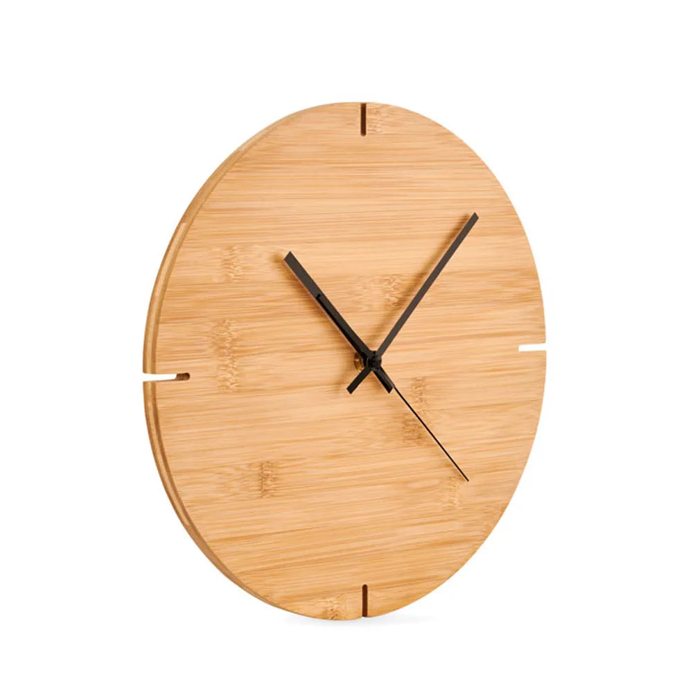 Bamboe wandklok schuin van voren, Beige - 196792