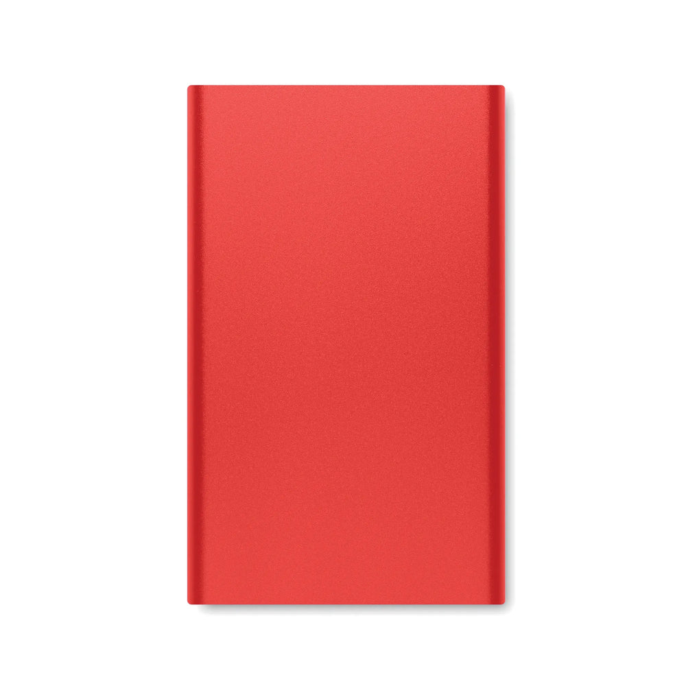 Powerbank 4000 mAh van gerecycled aluminium bovenaanzicht, Rood - 196825