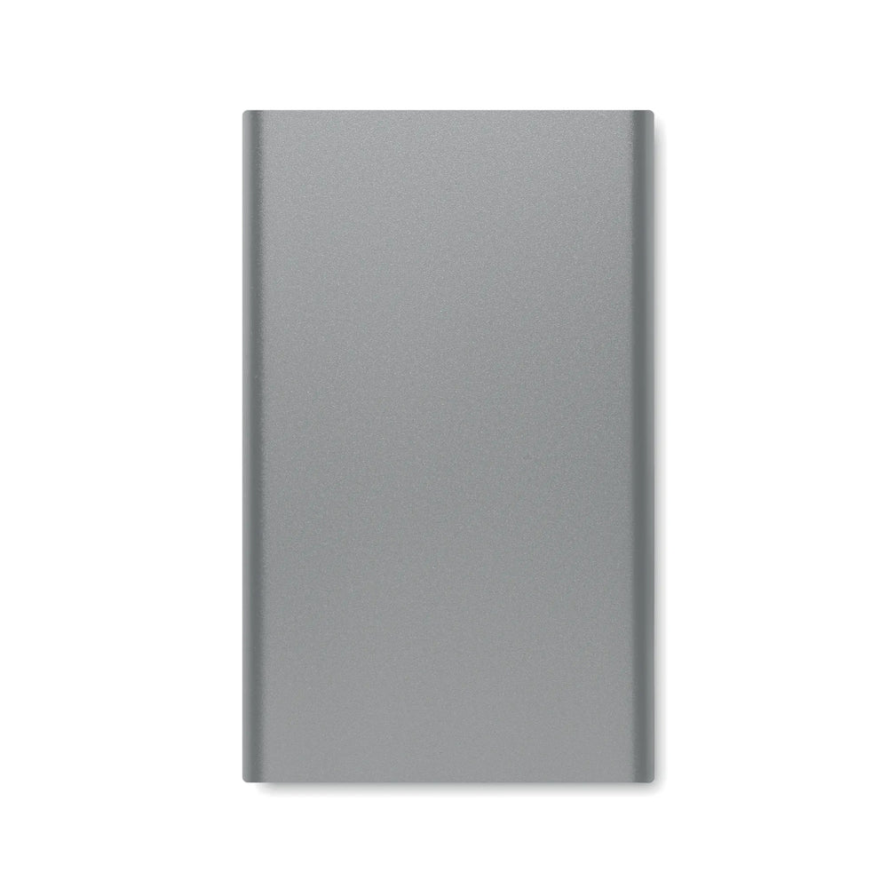 Powerbank 4000 mAh van gerecycled aluminium bovenaanzicht, Titanium - 196825