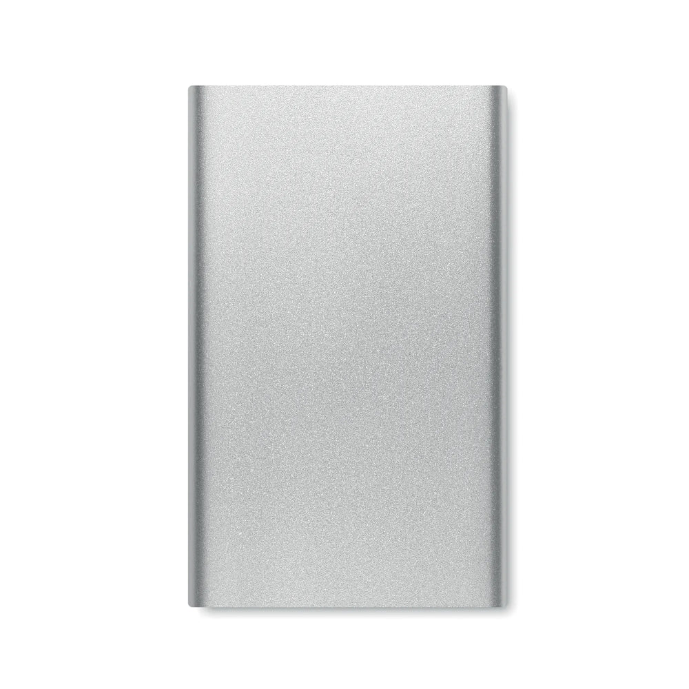 Powerbank 4000 mAh van gerecycled aluminium bovenaanzicht, Zilver - 196825