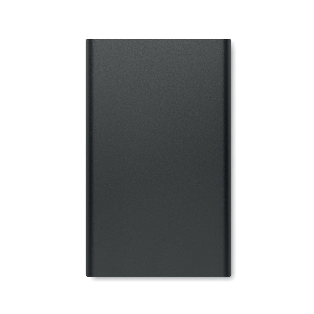 Powerbank 4000 mAh van gerecycled aluminium bovenaanzicht, Zwart - 196825