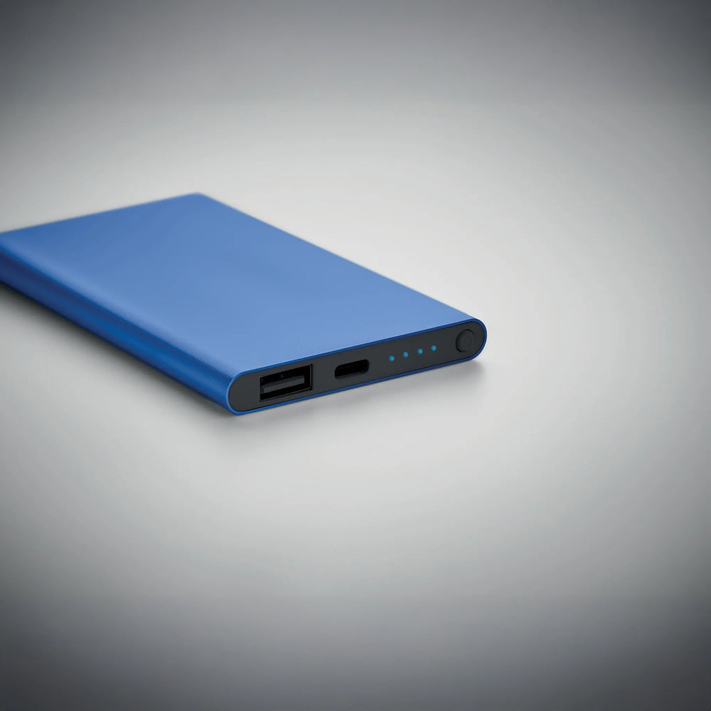 Powerbank 4000 mAh van gerecycled aluminium detail, Blauw - 196825